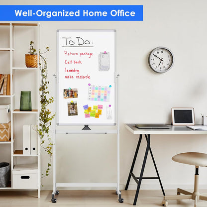 maxtek Magnetic Mobile White Board, 40 x 24 Double Sided Dry Erase Board Rolling Whiteboard, Aluminum Frame Standing Whiteboard on Wheels for Home Office Classroom (40 x 24 Black)