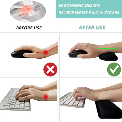 Keyboard Wrist Rest Mouse Wrist Support Set, Memory Foam Wrist Rest Pad for Computer Laptop Keyboard Mouse, Ergonomic Wrist Cushion Support for Typing Pain Relief, Gaming Home Office, Flowers Grass