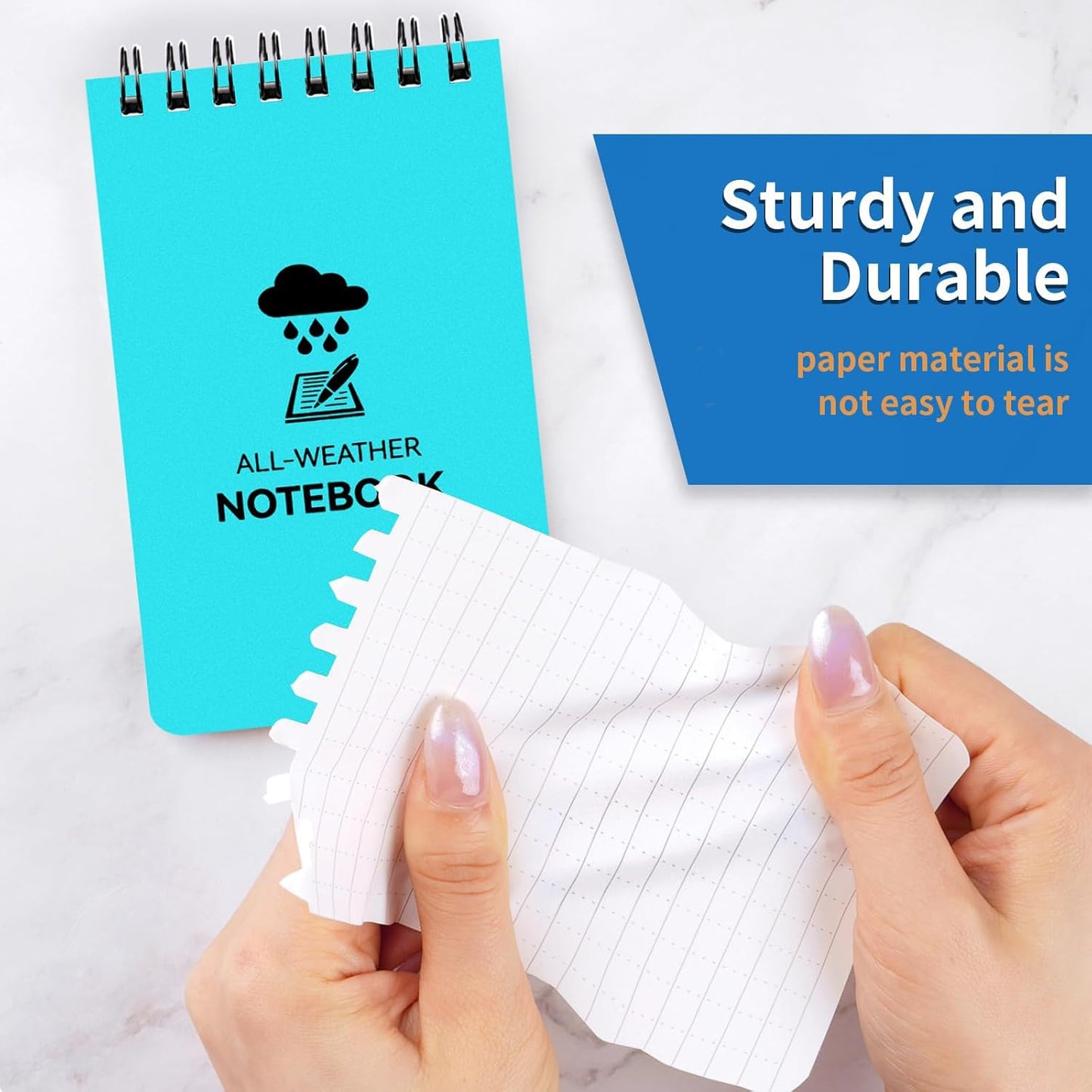 COIDEA 3 Pack Waterproof Notebook, 3 x 5 Pocket Notepad, All Weather Small Pocket Notebook Paper, Mini Spiral Notepad Police Notepad 100 Lined Pages for Outdoor Office