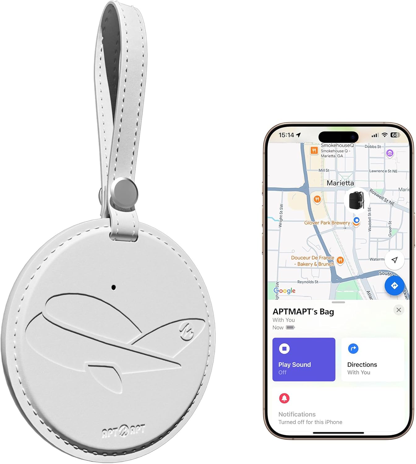Smart Luggage Tag Works with Apple Find My, Premium Leather Suitcase Tracker with 2 ID Labels, TSA-Friendly, Anti-Lost Travel Essentials for Bags Backpacks, Wireless Charging, Black