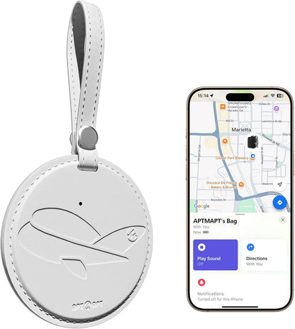 Smart Luggage Tag Works with Apple Find My, Premium Leather Suitcase Tracker with 2 ID Labels, TSA-Friendly, Anti-Lost Travel Essentials for Bags Backpacks, Wireless Charging, Black
