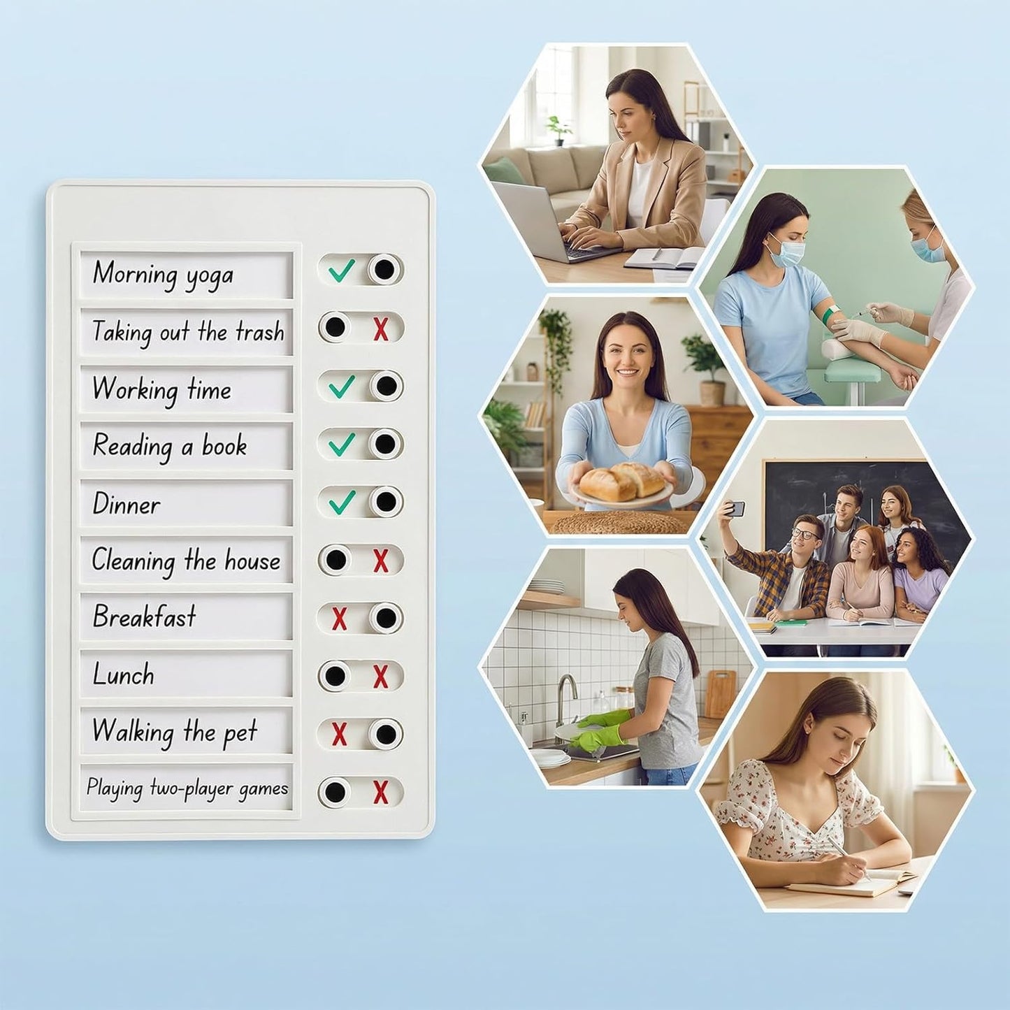 Dry Erase Chore Chart, Standable Whiteboard Checklist Board, ADHD Tools for Kids to Do List Checklist Task Board, Reusable My Chores Checklists Task Boards for Refrigerator, Wall, Desk with 10 Sliders