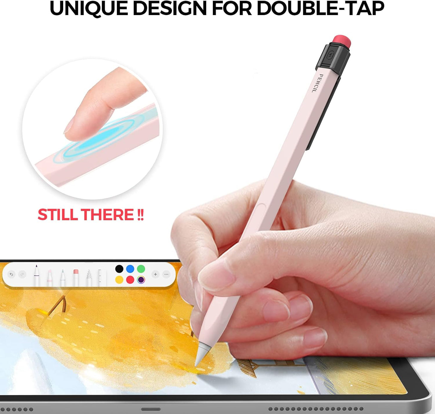 TRONWIN iPencil Case Sleeve Silicone Protective Cover Perfect Grip Skin Classic Design with Sturdy Clip Compatible with Apple Pencil 2nd Generation (Classic)