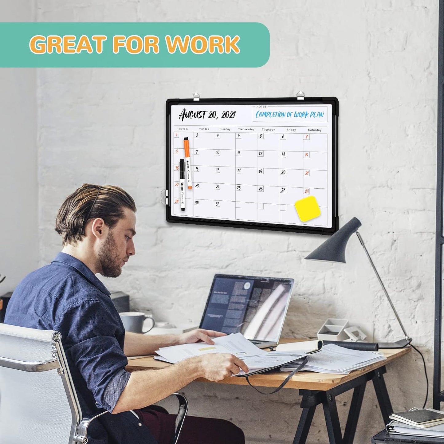 Small Weekly Calendar Dry Erase Whiteboard for Wall, 16" x 12" Magnetic Dry Erase Board, Hanging Double-Sided White Board, Portable Board for List, Kitchen, Planning, Memo, Home, Office