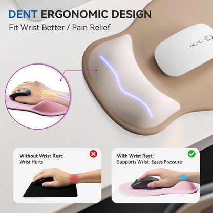 Ergonomic Mouse Pad with Wrist Rest,Cute Gel Mousepad Wrist Support - Small Mini Portable for Travel Mouse Pads for Desk Laptop,Computer,Office & Home Decor (Pink&Light Pink)