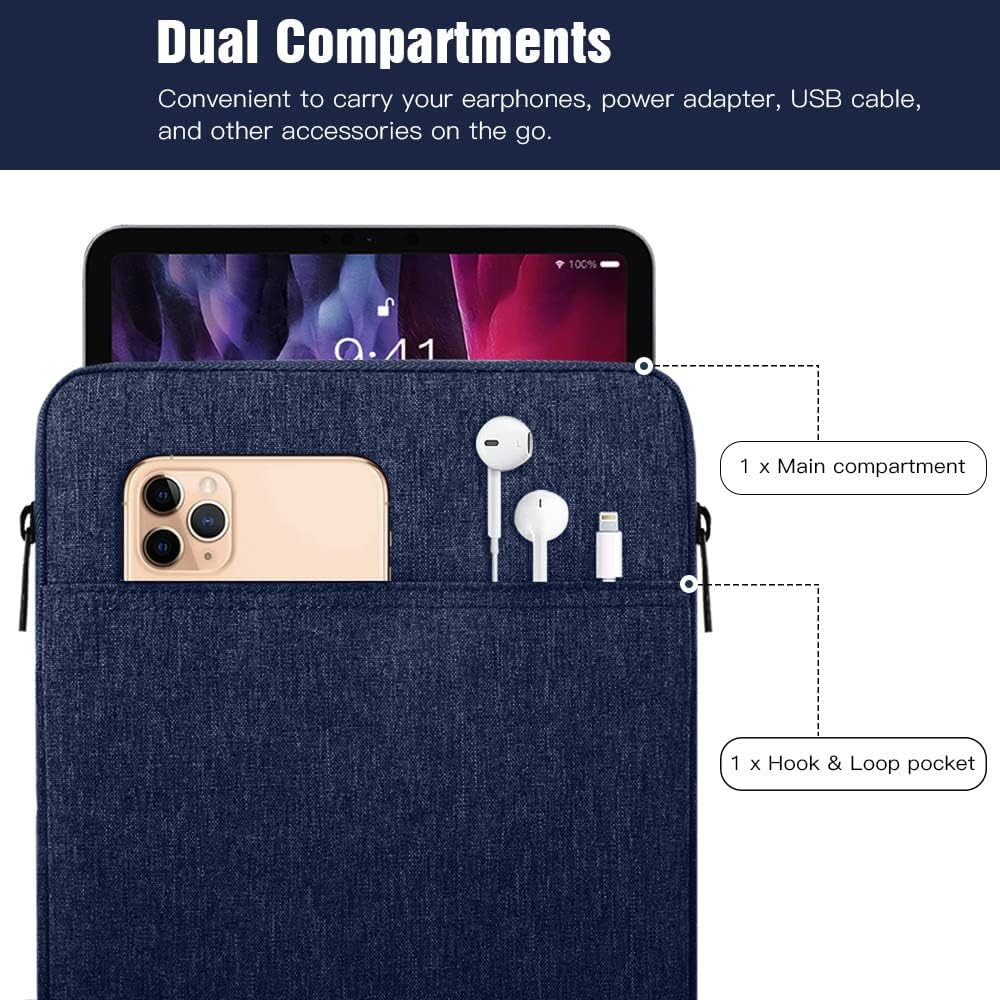 TiMOVO 9-11" Tablet Sleeve Bag for iPad 11-inch A16 2025, iPad 10.9"/10.2"| Air 11 Inch/5th/4th Gen. 10.9", Galaxy Tab A9+/A11Plus 11", Protective Bag Fit Smart Keyboard, Dusty Blue
