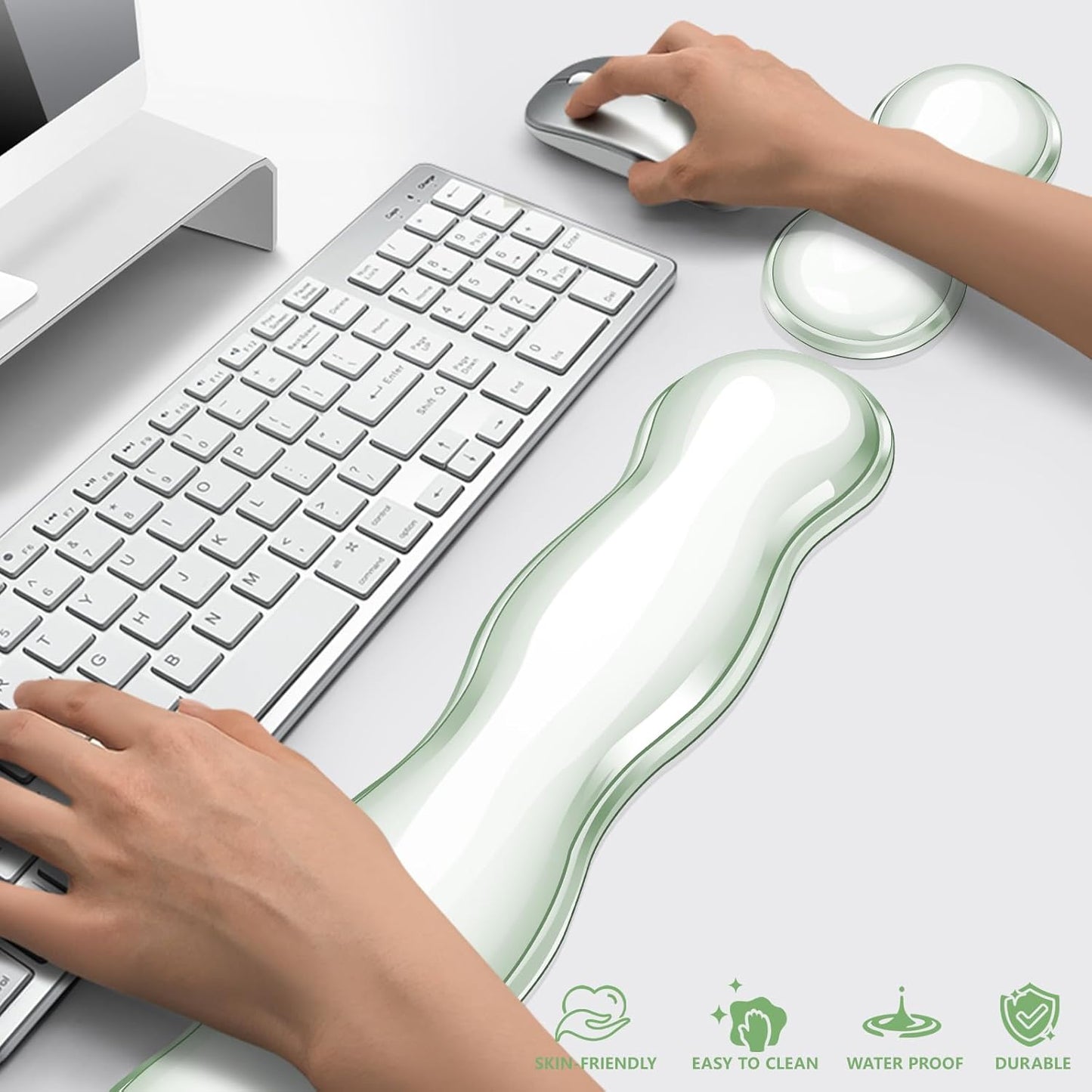 Gel Cloud Keyboard and Mouse Wrist Rest, Cute Wrist Support and Arm Support Keyboard Rest for Keyboard and Mouse Typing Pain Relief，Suitable for Office/Computer/Laptop/Gaming（White）