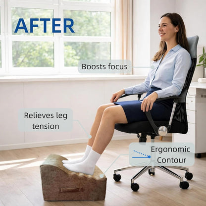 Foot Rest Under Desk, Ergonomic Foot Stool, Comfortable Office Footrest with Curved Design, with Washable Cover for Home and Office, Relieves Leg Pressure (Dark Gray)