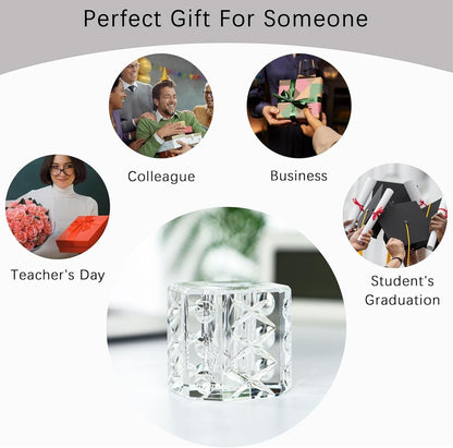 QFkris 2-Pack Crystal Single Pen Holder for Desk, 1.8" Fancy Fountain Pen Stand, Glass Feather Pencil Holder for Office Desktop Decoration, Gift for Man Woman Students Teachers Father Boyfriend