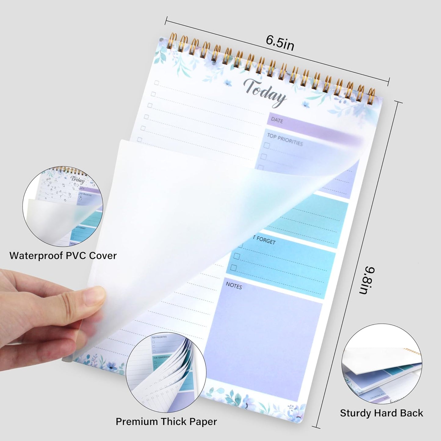 104 Pgs To Do List Notepad - Daily Planner Notepad Undated 52 Duplex-Printed Undated Sheets Tear Off, 6.5" x 9.8" Checklist Productivity Organizer with Hourly Schedule for Tasks