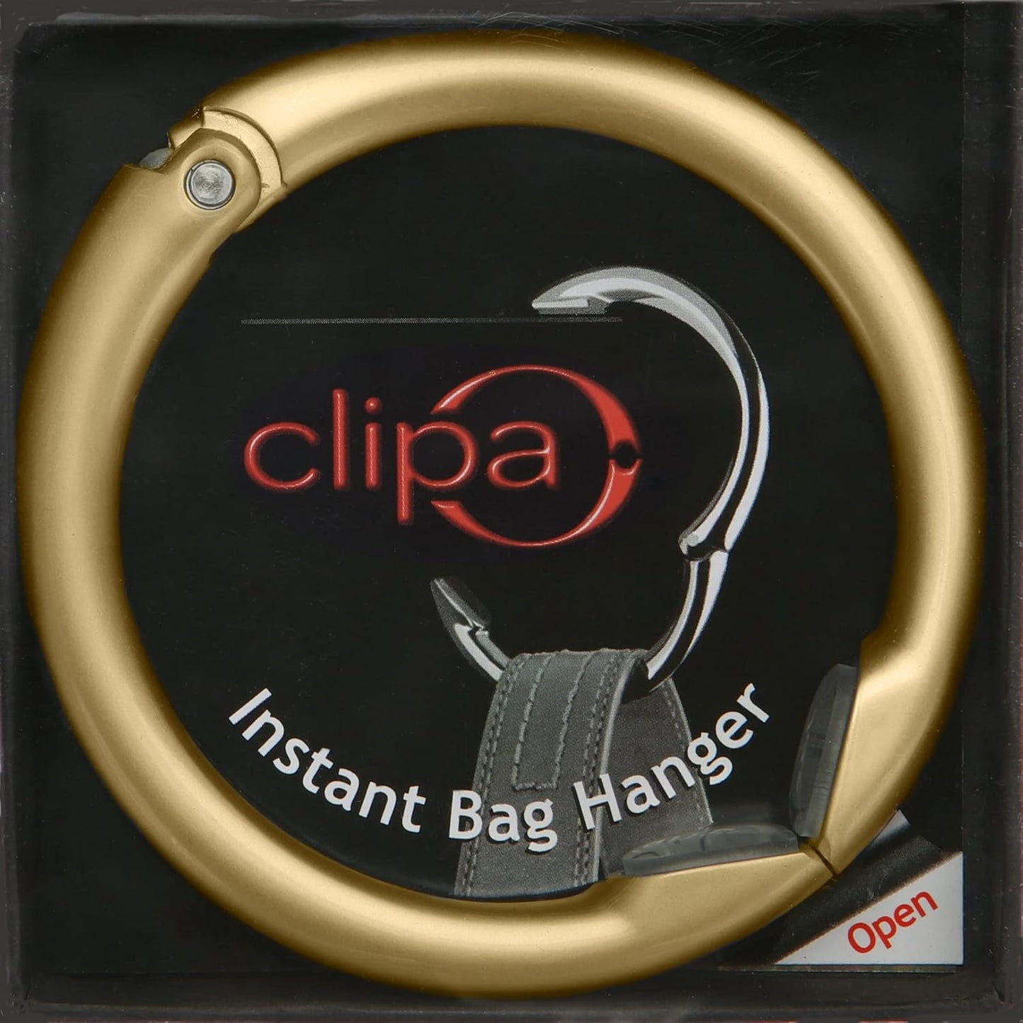 Clipa Bag Hanger - The Ring that Opens Into a Hook, Closes Automatically | Hangs Almost Anywhere in Just 1/2" of Space | Holds 33 lbs | 9 Styles | 3 yr Warranty