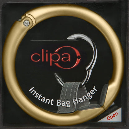 Clipa Bag Hanger - The Ring that Opens Into a Hook, Closes Automatically | Hangs Almost Anywhere in Just 1/2" of Space | Holds 33 lbs | 9 Styles | 3 yr Warranty