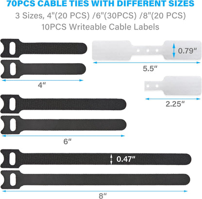 12 Inch Multi-Colour Cable Ties 50 PCS Reusable Fastening Cable Straps Adjustable Hook & Loop Organizer Straps Cords Management for Home, Office and Data Centers