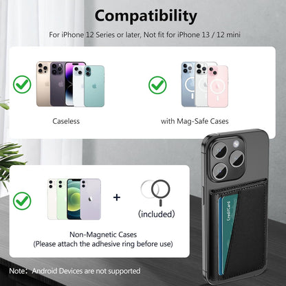 TopMade for Magsafe Wallet, Works with Apple Find My, Strongest Magnetic Wallet for iPhone 17/16/15/14/13/12 Series, Leather Magnetic Card Holder with Tracker, 7 Cards Holder, RFID Blocking, Black