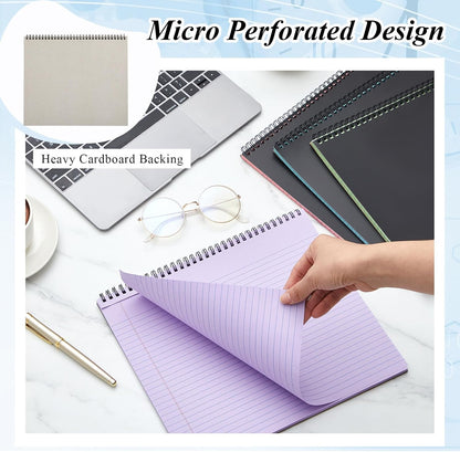MotiMind 4 Pack Landscape Notebook Top Spiral Bound 11 x 9.5 Inch College Ruled Legal Pads Horizontal Notepad with Hole Punched Pages for Office School Meeting Project Notes Daily Use, White