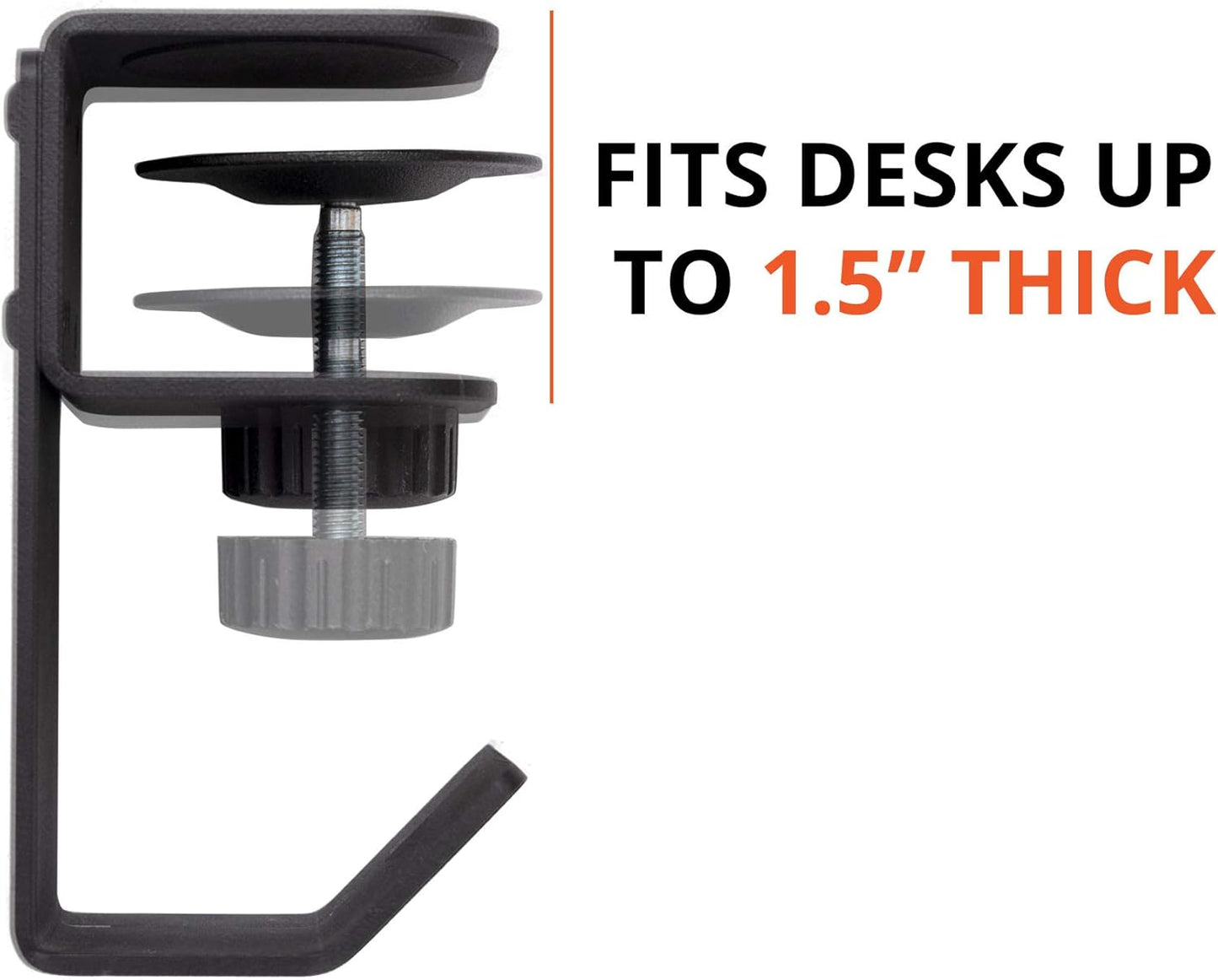 Stand Up Desk Store Clamp-On Under Desk Headphone Hanger, Backpack Hook, and Purse Holder - Black