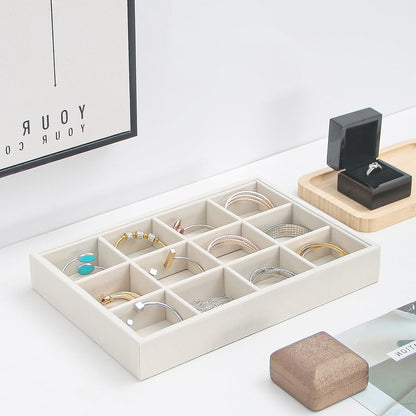 Bedside Organizer - Multi-use Holder for Desk Drawer, Nightstand, Desktop - Catchall Tray for Jewelry, Sunglasses, Phone, Watch, Perfume, Lipstick (Beige 5Grid)