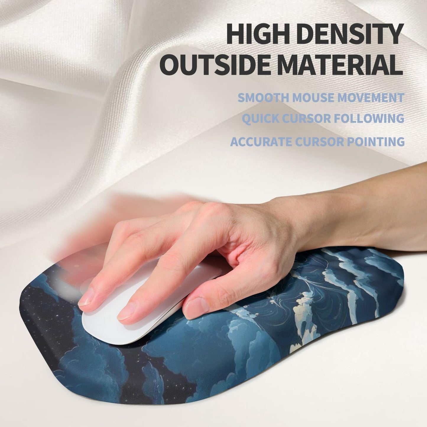 Ergonomic Raised Mouse Pad Wrist Support with Bilateral Slope Memory Foam Mousepad for Wrist Rest and Carpal Tunnel Pain Relief 11.8x7.9〃 Black