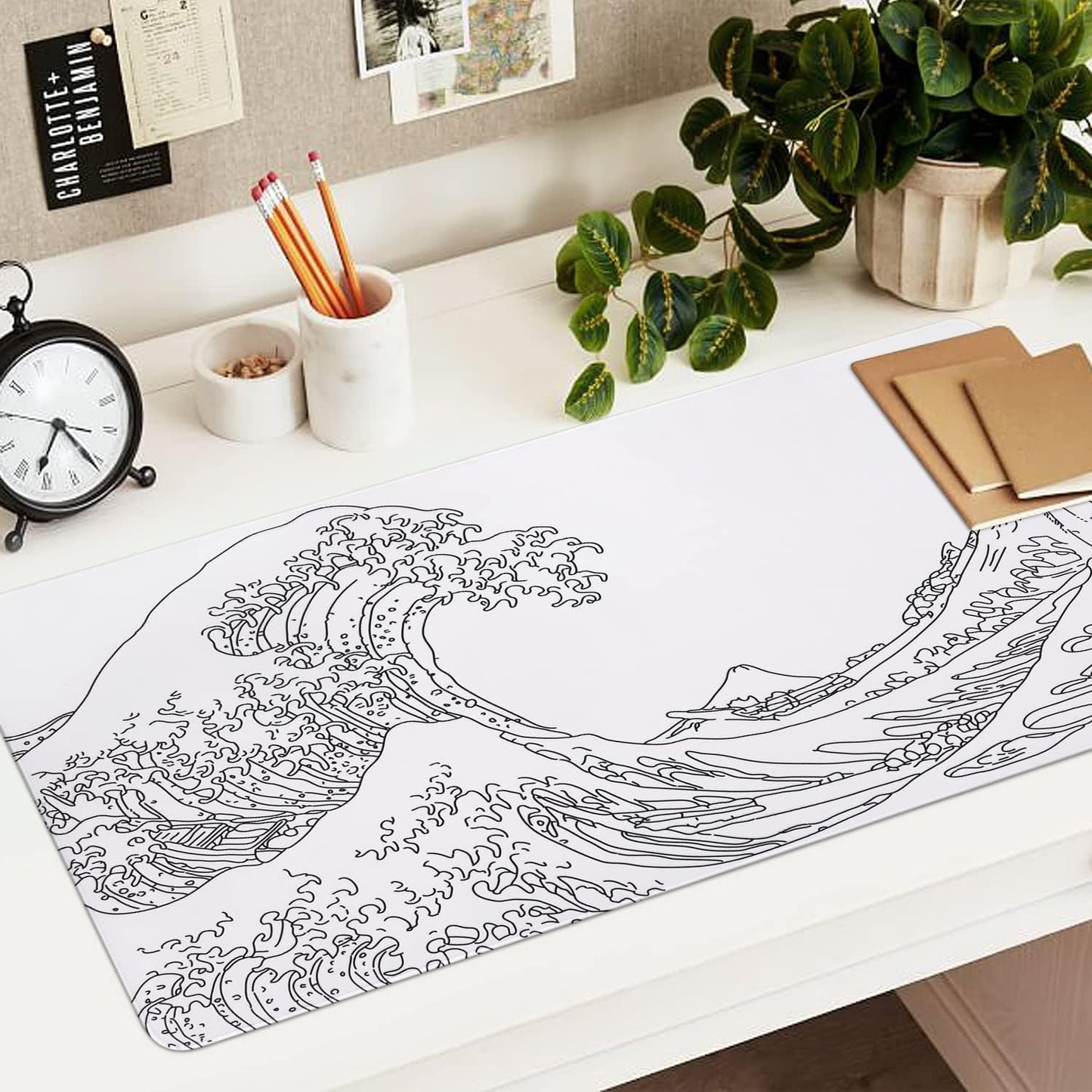 iCasso Desk Cover Mat, Office Mouse Pad, Desk Protector Mat, Extra Large Matt for Desktop,Anti-Slip XXL Big Mousepad with Stitched Edges for Computer Keyboard Retro Black - Colors B