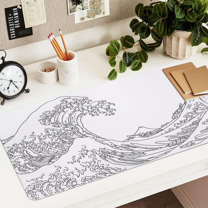 iCasso Desk Cover Mat, Office Mouse Pad, Desk Protector Mat, Extra Large Matt for Desktop,Anti-Slip XXL Big Mousepad with Stitched Edges for Computer Keyboard Retro Black - Colors B