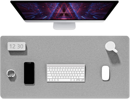 Auhoahsil Felt Desk Mat, Minimalist Large Mouse Pad XXL 35.5 x 15.7 in, Desk Matt for Desktop, Keyboard, Laptop, Computer, Office, Work from Home, Gaming, White