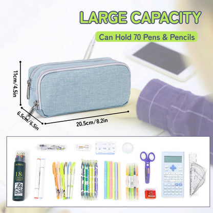 Della Gao Large Pencil Case, Big Capacity Pencil Pouch with 2 Compartments, Office Pencil Bag with Zipper, Big Pen Case for Adults (01-Black)