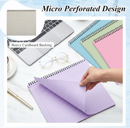 MotiMind 4 Pack Landscape Notebook Top Spiral Bound 11 x 9.5 Inch College Ruled Legal Pads Horizontal Notepad with Hole Punched Pages for Office School Meeting Project Notes Daily Use, White