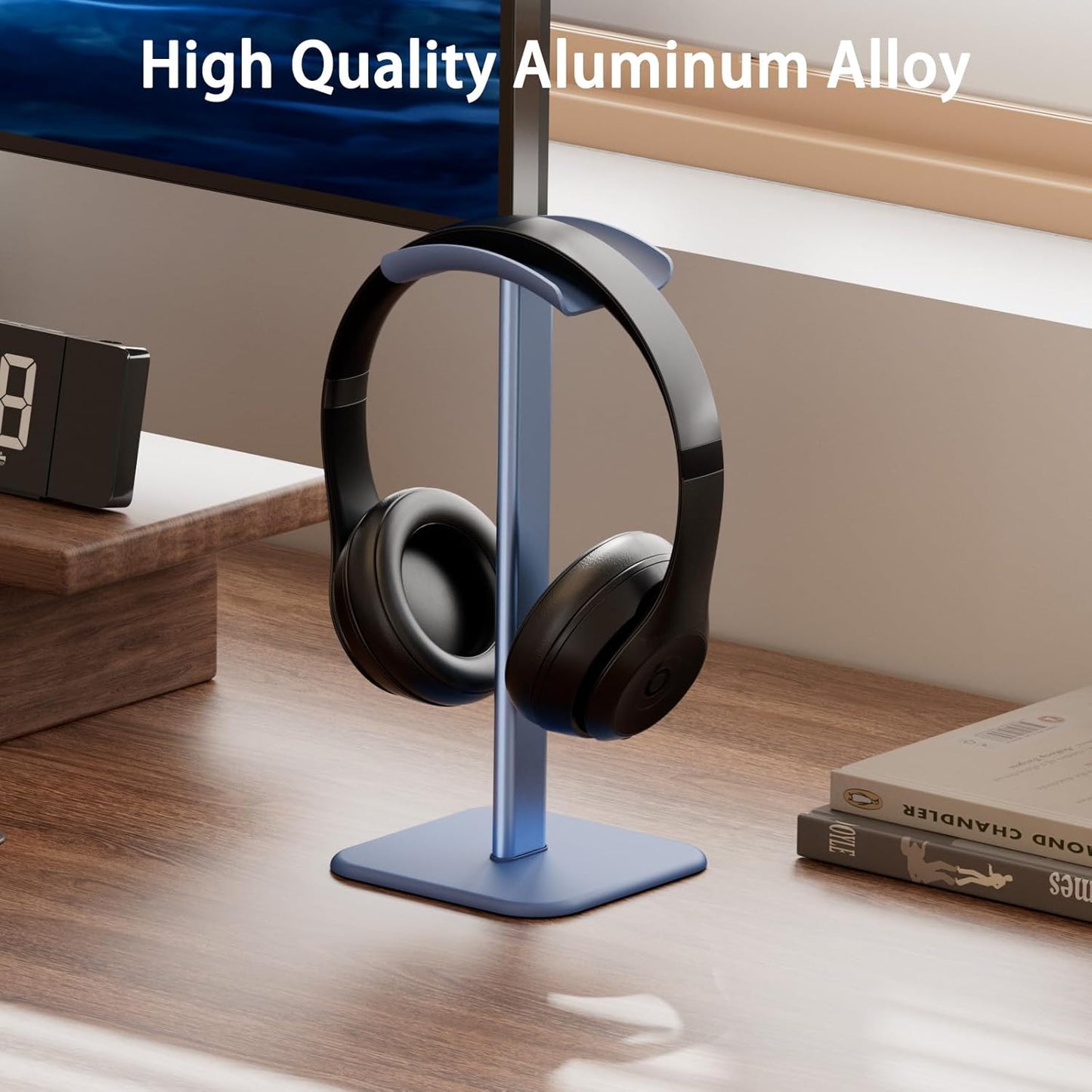 Headphone Stand for Desk - Headset Stand with Aluminum Hanger and Plastic Headrest, Headphone Holder for AirPods Max, Sony, Bose, Beats and More (Black)