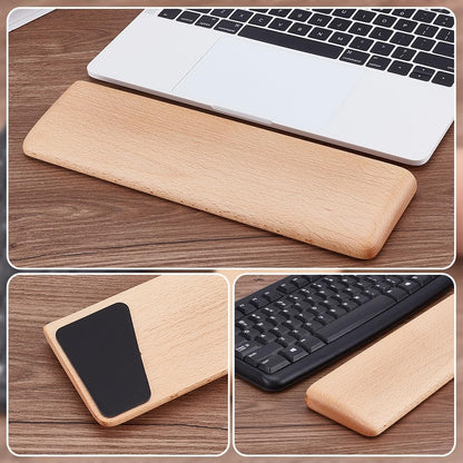 AHANDMAKER 2PCS Wood Keyboard Wrist Rest 2 Size 60 Key Wooden Wrist RestErgonomic Rest for Computer Keyboard Ergonomic Desk Pad Gaming Office Home Decor, Blanched Almond