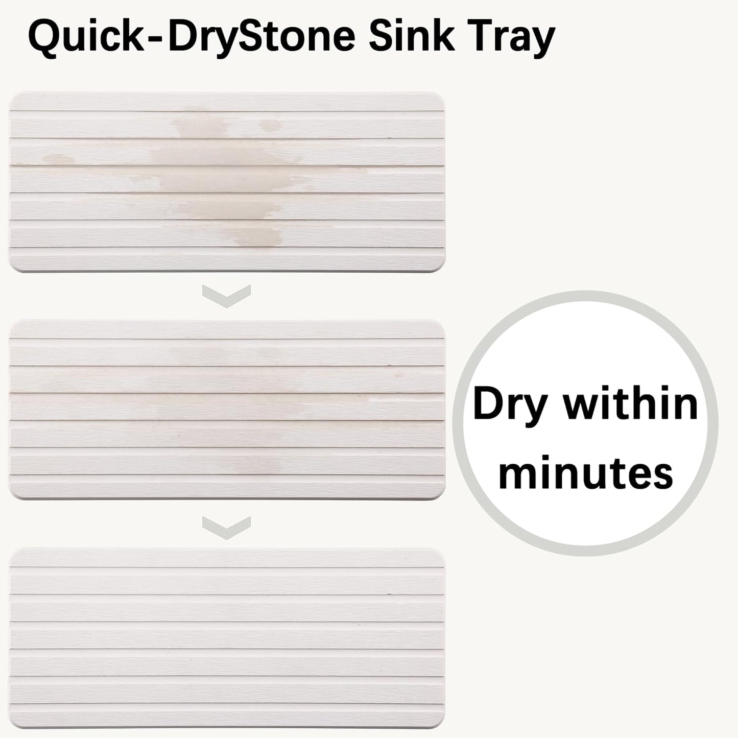 NiuYichee 2 PCS Water Absorbent diatomite Coasters, 8.3" x 4" Water Absorbing Stone Tray for Sink, Stone Drying mat for Kitchen Counter, Stone soap Tray Used for Hand Soaps & toiletries & Plants