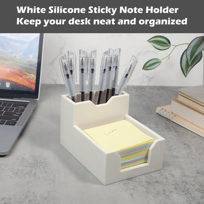 Kamehame Black Sticky Note Holder, Silicone Memo Holder with Pen or Card Slots, Sticky Note Dispenser, Fits 3x3 Inches Sticky Notes