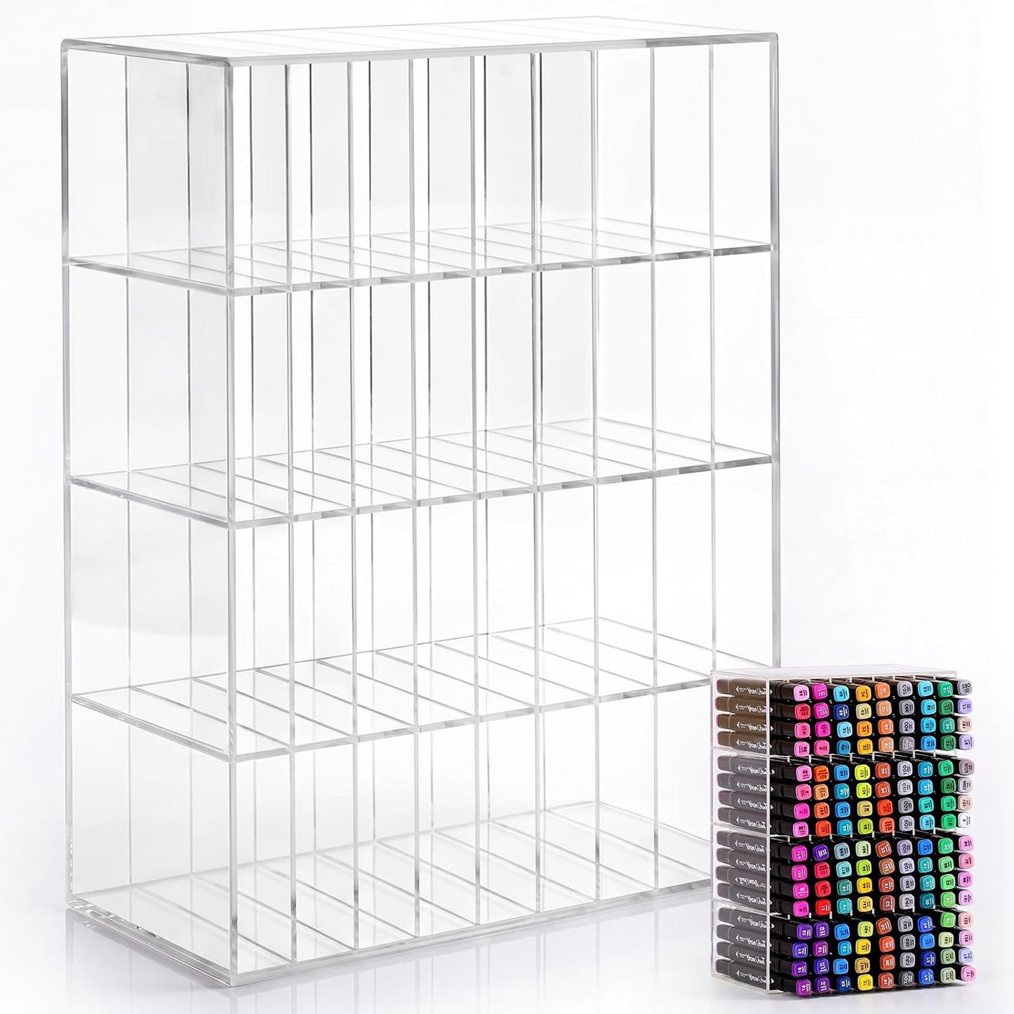 Colingmill Acrylic Marker Organizer for 480 Markers, Extra Large Art Marker Storage Rack for Desk, Durable Pencil Holder Desk Storage for Artists Teachers Students Office Birthday Gifts(Large)
