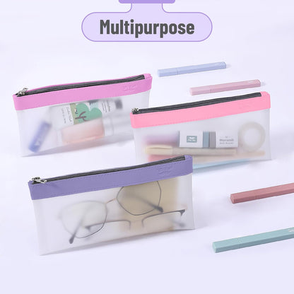 Mr. Pen- Clear Pencil Pouch, 8.50"x4.25", 3 Pack, Durable TPU Material, Medium Water-Resistant Pencil Bags with Smooth Zipper, Multipurpose Clear Pouch for Stationery, School, Office, Travel Supplies