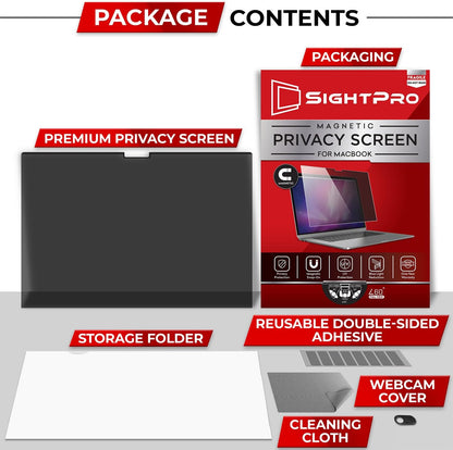 SightPro Magnetic Laptop Privacy Screen 14 Inch 16:9 - Patented Removable Laptop Privacy Filter Shield and Protector