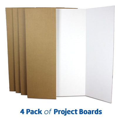 Flipside Products 36” x 48” Project Boards for Presentations, Science Fair, School Projects, Event Displays and Trifold Picture Board, Proudly Made in USA - Black - 4 Pack