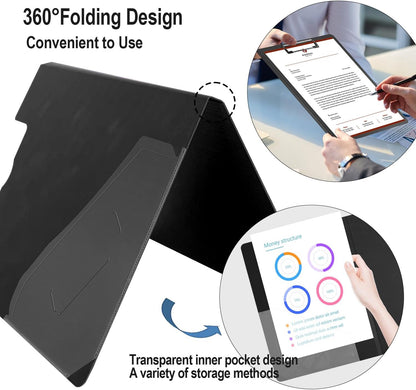 Clipboard Folder, A4 Foldable Clipboards with Pocket, File Cover Office Folder Clipboard, 360 Degree Foldable Storage Clipboards for Office, School or Medical Field, Green