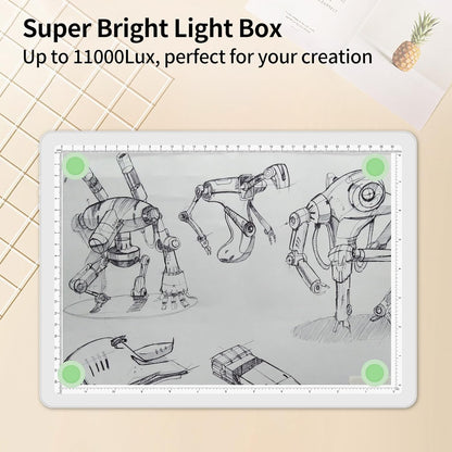 TOHETO A4 Light Board for Diamond Painting, Super Bright Magnetic Light Pad with Side Buttons, Lightbox for Tracing and Drawing, Corded Light Table for Sketching, Animation, Weeding Vinyl (Black)