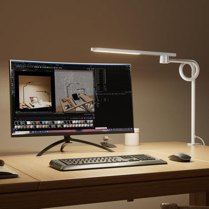 Honeywell HJ2 Sunturalux™ Clamp LED Desk Lamp, CRI≥97 Full-Spectrum Eye-Caring Light, 3 Color Modes & Stepless Dimming, 16" Flexible Gooseneck for Reading, Home Office, Art Creation (Black)