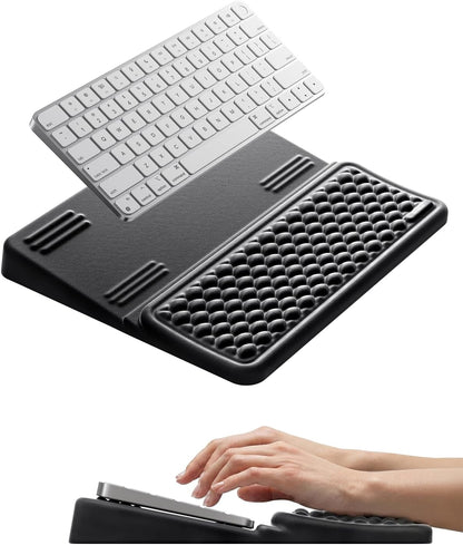 Vaydeer Wrist Rest with Keyboard Stand, Computer Wrist Support Pad, Ergonomic Keyboard Riser Holder Lifter Tray with Wrist Pad, Soft Memory Foam Desk Cushion, Palm Hand Typing for Office Home School