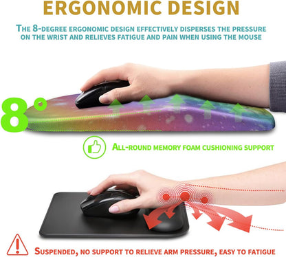 Hokafenle Ergonomic Mouse Pad Wrist Support with Massage Design, Wrist Rest Pain Relief Mousepad with Memory Foam&Non-Slip PU Base, Mouse Pads for Wireless Mouse & Desk (12x8 inch,Black)
