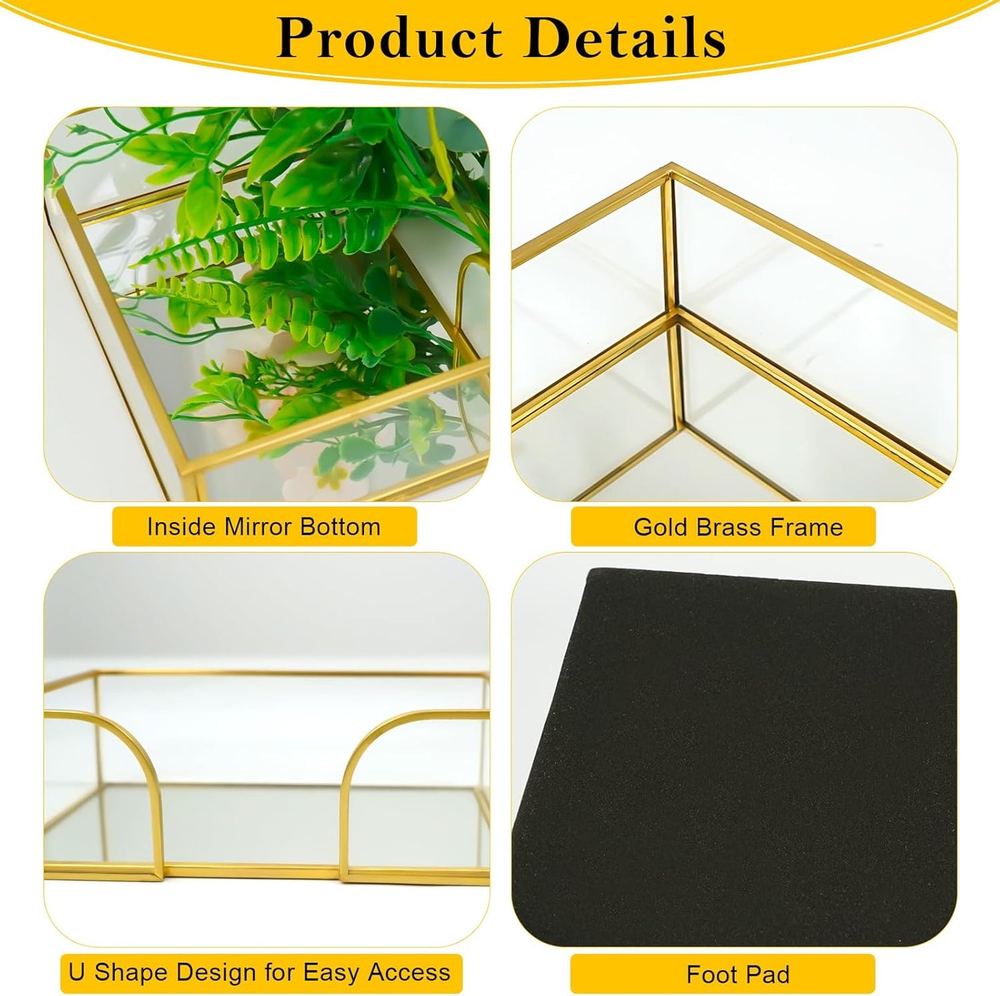 Glass Sticky Note Holder, Gold Post It Note Dispenser for Desk,3 x 3 Inch Post It Note Holder,Stylish Sticky Note Dispenser for Home Office Desk