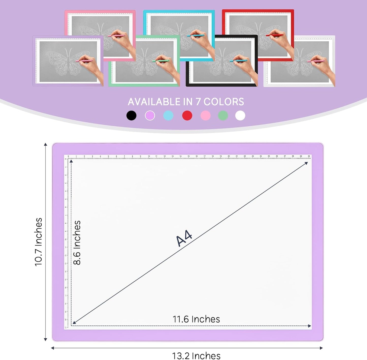 iVyne Rechargeable A4 Light Pad for Tracing & Weeding - LED Light Board for Weeding Vinyl - for Cricut Vinyl Weeding Tools - Ultra-Thin & Portable - Perfect for Artists & Crafters - Pink