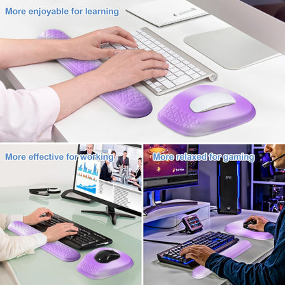 Mouse Pad with Wrist Rest, Comfortable Keyboard Wrist Rest, Memory Foam Wrist Rest for Computer Keyboard, Ergonomic Mouse Pad Set for Easy Typing & Pain Relief for Office Black