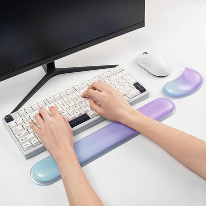 Gel Keyboard and Mouse Wrist Rest Set –White Clear Wrist Rest for Computer Keyboard 60%/68%/75%, Comfort & Support for Typing and Gaming