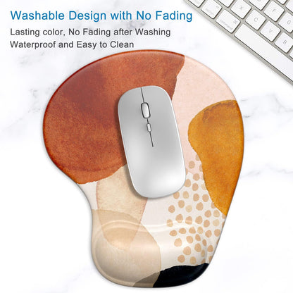 ITNRSIIET Ergonomic Mouse Pad with Gel Wrist Support Wrist Rest Smooth Surface Non-Slip PU Base Comfortable Office Supplies Pain Relief, 9.5 x 8 inches, Beach