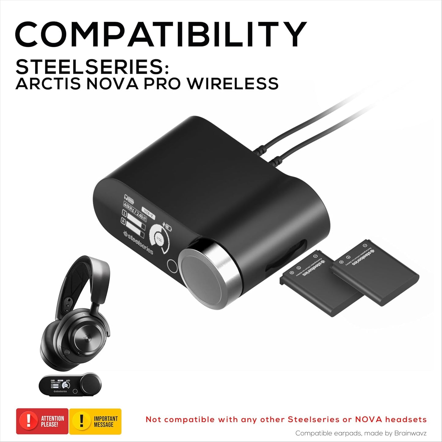 Under Desk Headphone Hanger Stand for Steelseries Arctis Nova Pro Wireless Headsets with Dock for the Wireless Base Station by Brainwavz (HPS02)