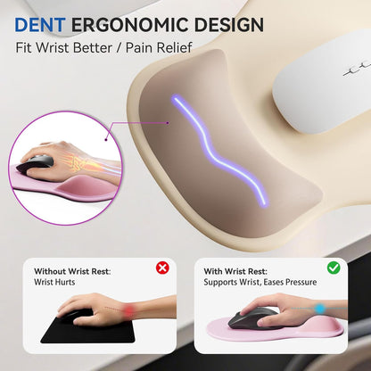 Ergonomic Mouse Pad with Wrist Rest,Cute Gel Mousepad Wrist Support - Small Mini Portable for Travel Mouse Pads for Desk Laptop,Computer,Office & Home Decor (Pink&Light Pink)