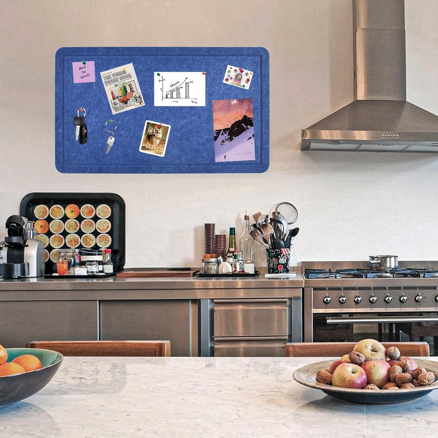 Vuzvuv Black 28"x16" Large Cork Board with 50 Push Pins & Sticky Notes, Self-Adhesive Bulletin Board for Wall, Felt Pin Vision Board for Paste Notes,Schedules Offices Home