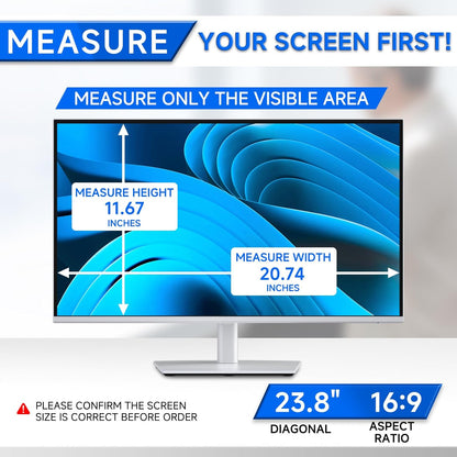 [2-Pack] Privacy Screen For Computer Monitor, 27-Inch 16:9 Aspect Ratio; Anti Spy/Bule Light/Glare And Eye Protection, 2 Install Ways Removable For Office, Airport, Cafe And Other Public Area; Diagonal 27 Inches, Width 23.53 Inches, Height 13.24 Inches
