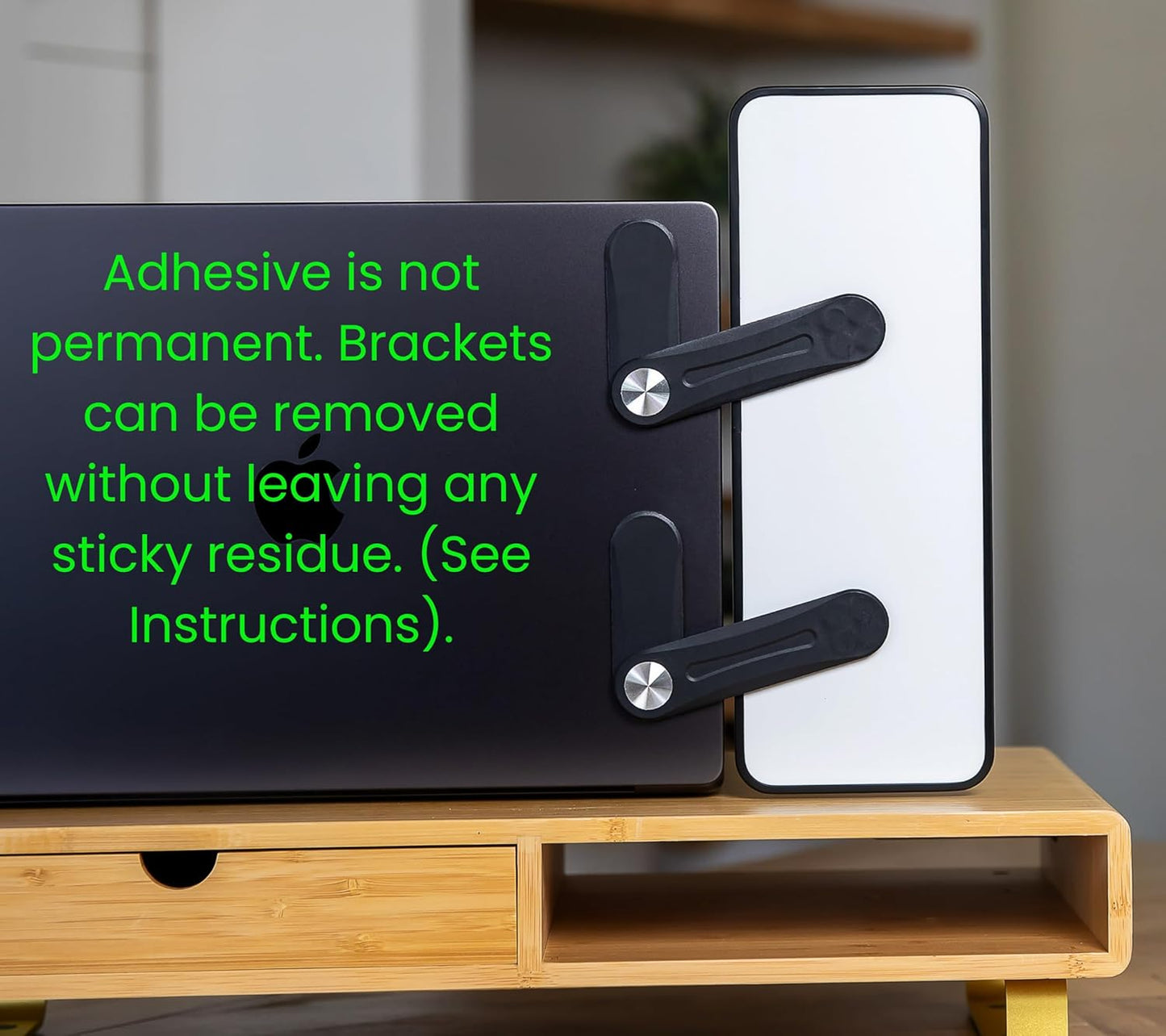 Multi-Use Laptop and Monitor Memo Board; 11.8" x 4.3" Magnetic Whiteboard, White Brackets, Marker, Mirror, and 4 Magnets Included; Document Holder; Small Dry Erase Board; Sticky Note Holder